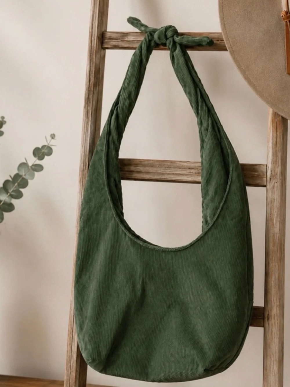 PIQUE LIFE Furoshiki Forest Tote Bag Corduroy Tie Handle Matcha Green
